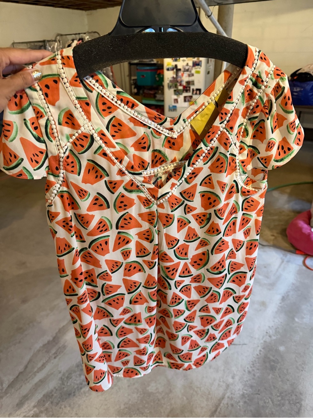 EUC vintage Maeve Watermelon Print Short Sleeve blouse size 6